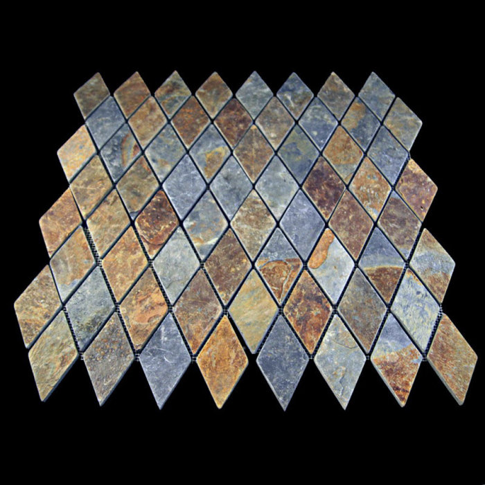 P&L Marble, Inc. Rusty Slate Diamond 12" x 12" Slate Stone Look Novelty